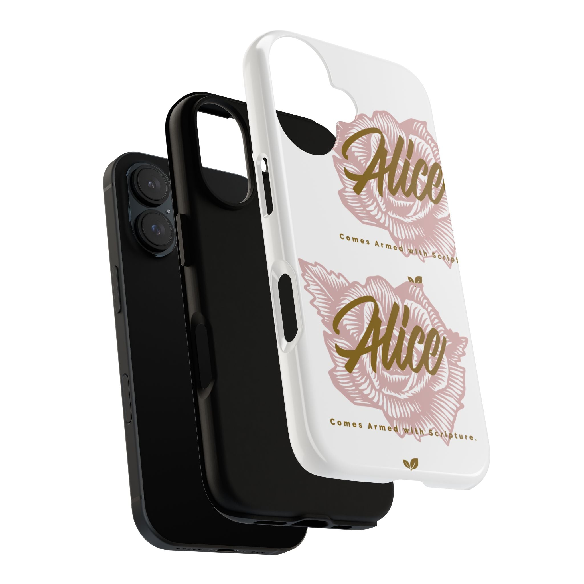 Alice Floral Phone Case — Personalized Tough Case with Gold Script
