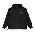 Emberleaf Windbreaker Jacket — Packable Black Anorak with Green Leaf Graphic