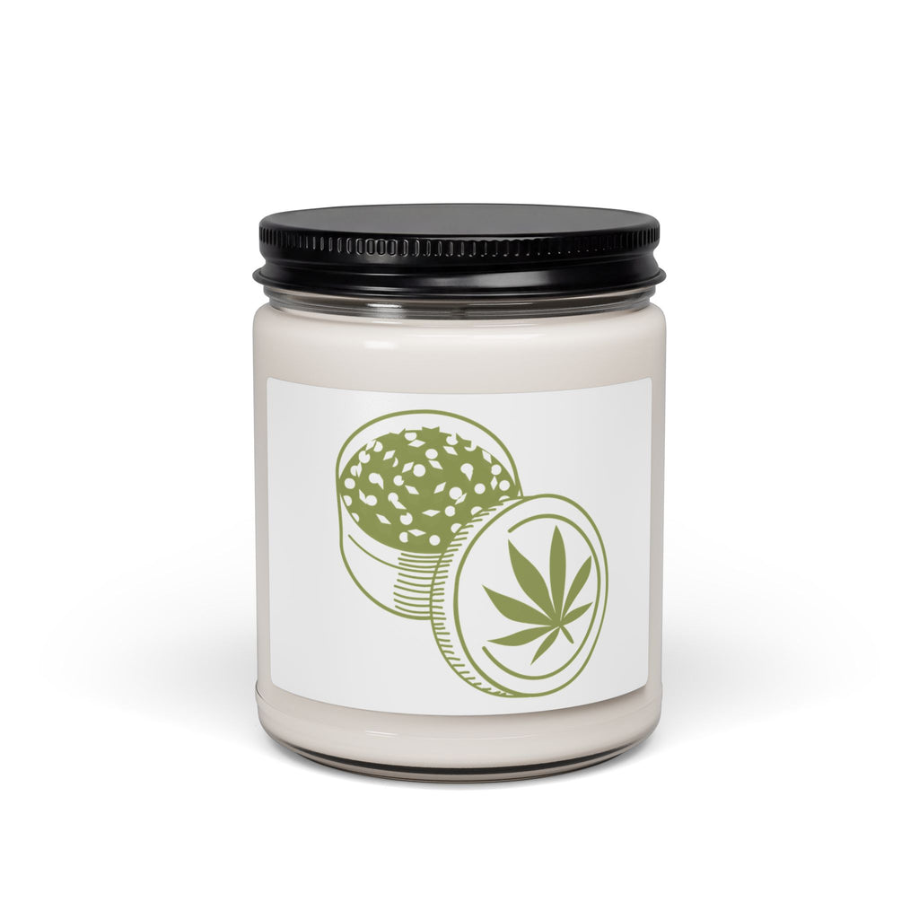 Cannabis Grinder Soy Candle — 9oz Scented Jar for Relaxation & Gift