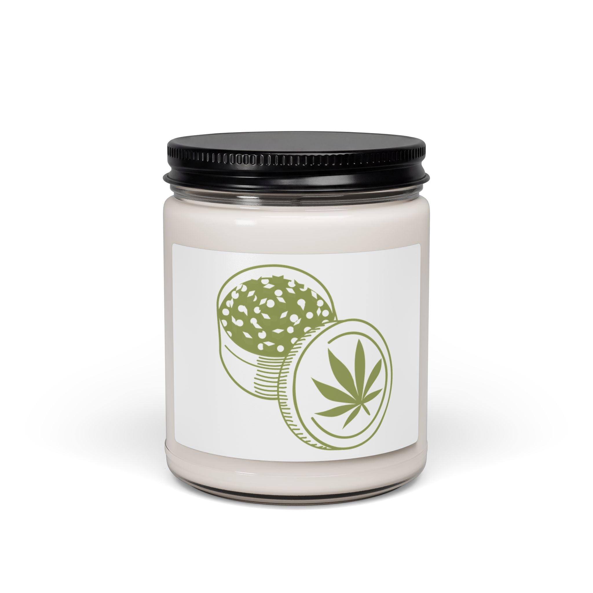Cannabis Grinder Soy Candle — 9oz Scented Jar for Relaxation & Gift