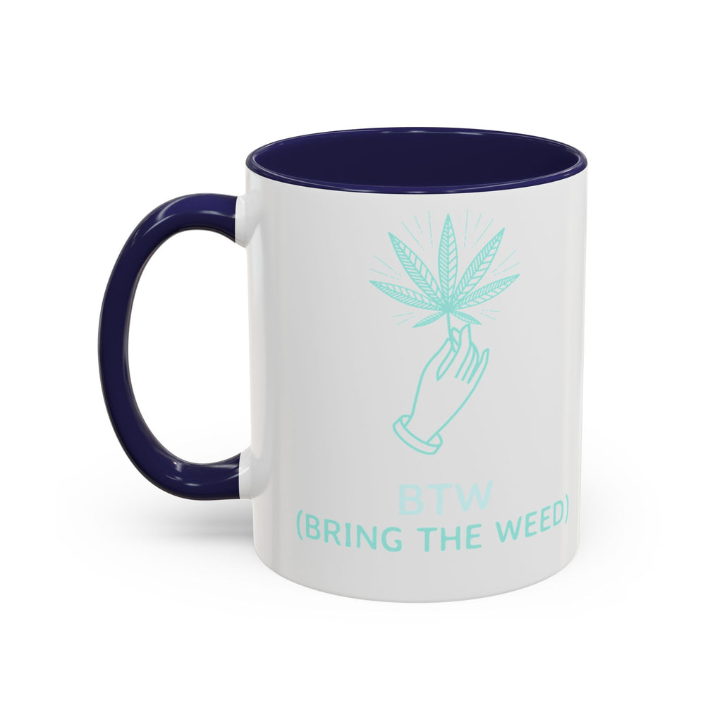 Cannabis Cookie Accent Coffee Mug – 11/15oz Hemp Leaf Design