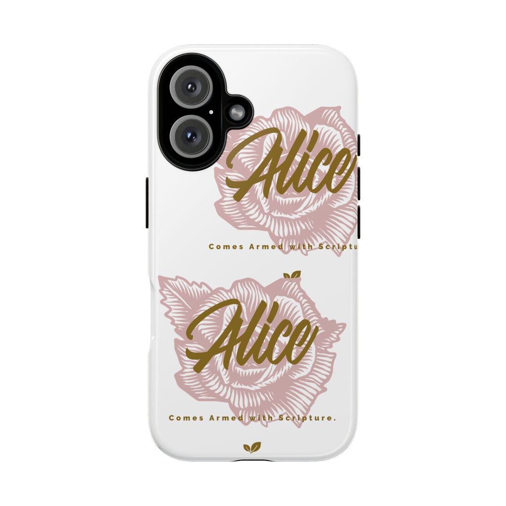 Alice Floral Phone Case — Personalized Tough Case with Gold Script