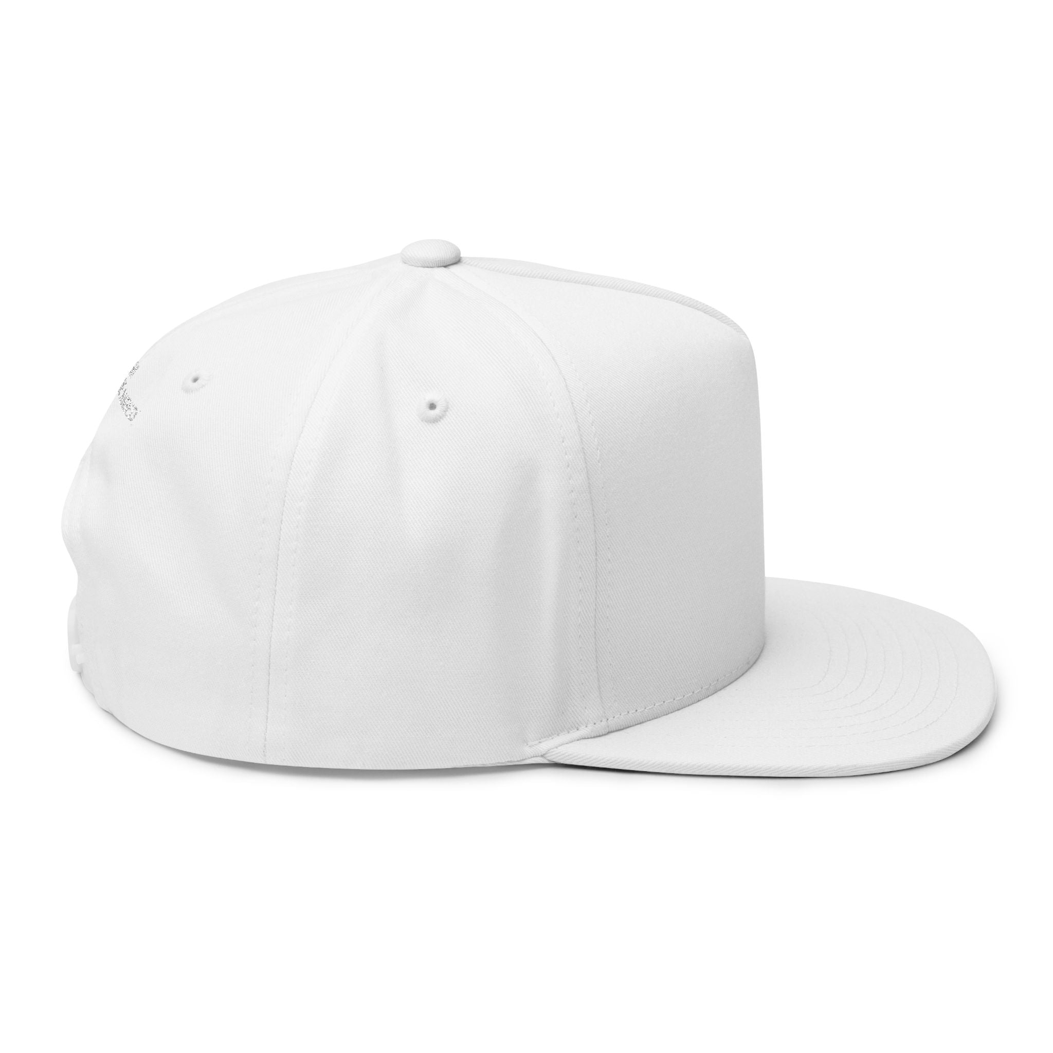 Embroidered Grinder & Leaf Flat Bill Cap — White Snapback Hat