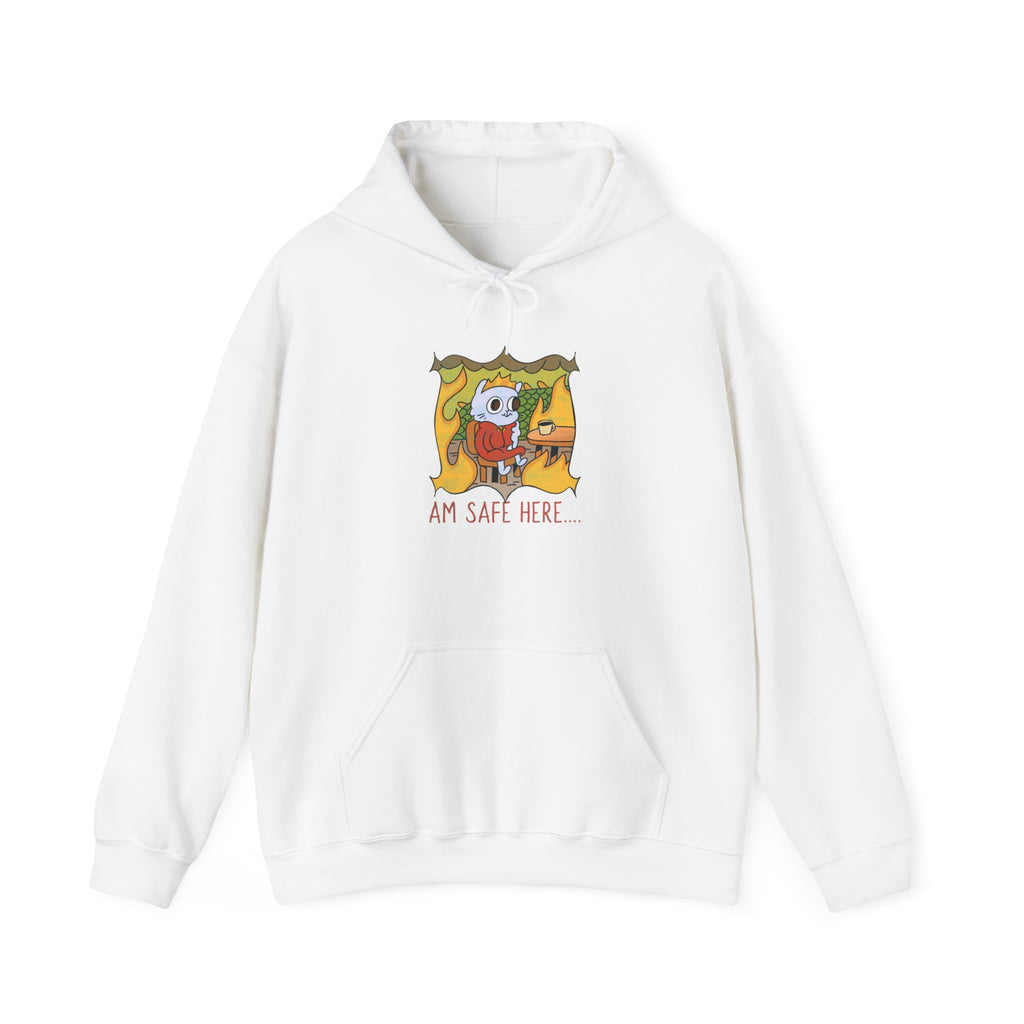 Hoodie — Cozy ‘I Am Safe Here’ Halloween Monster Illustration Pullover