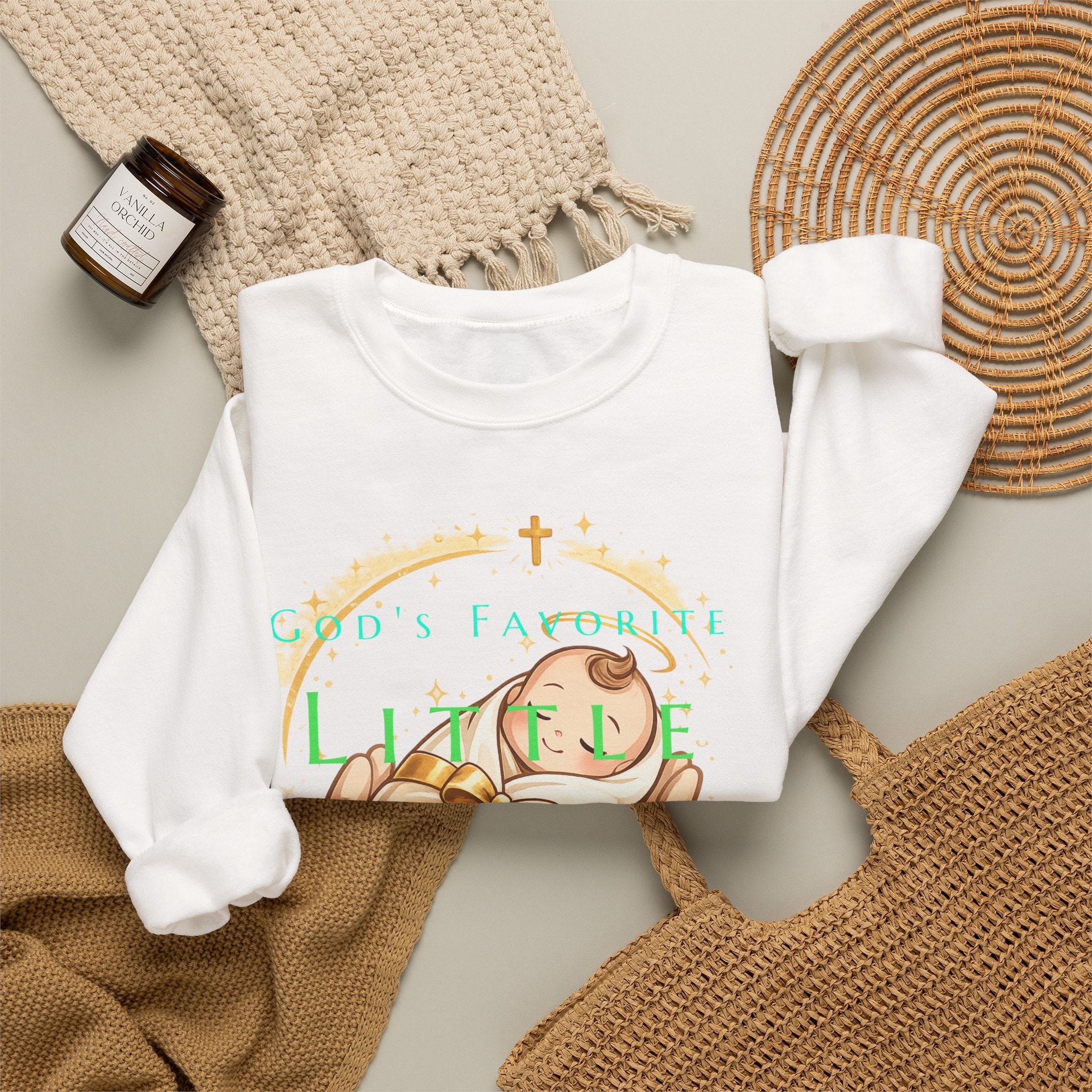 Christian Baby Sweatshirt — "God's Favorite Little One" Crewneck