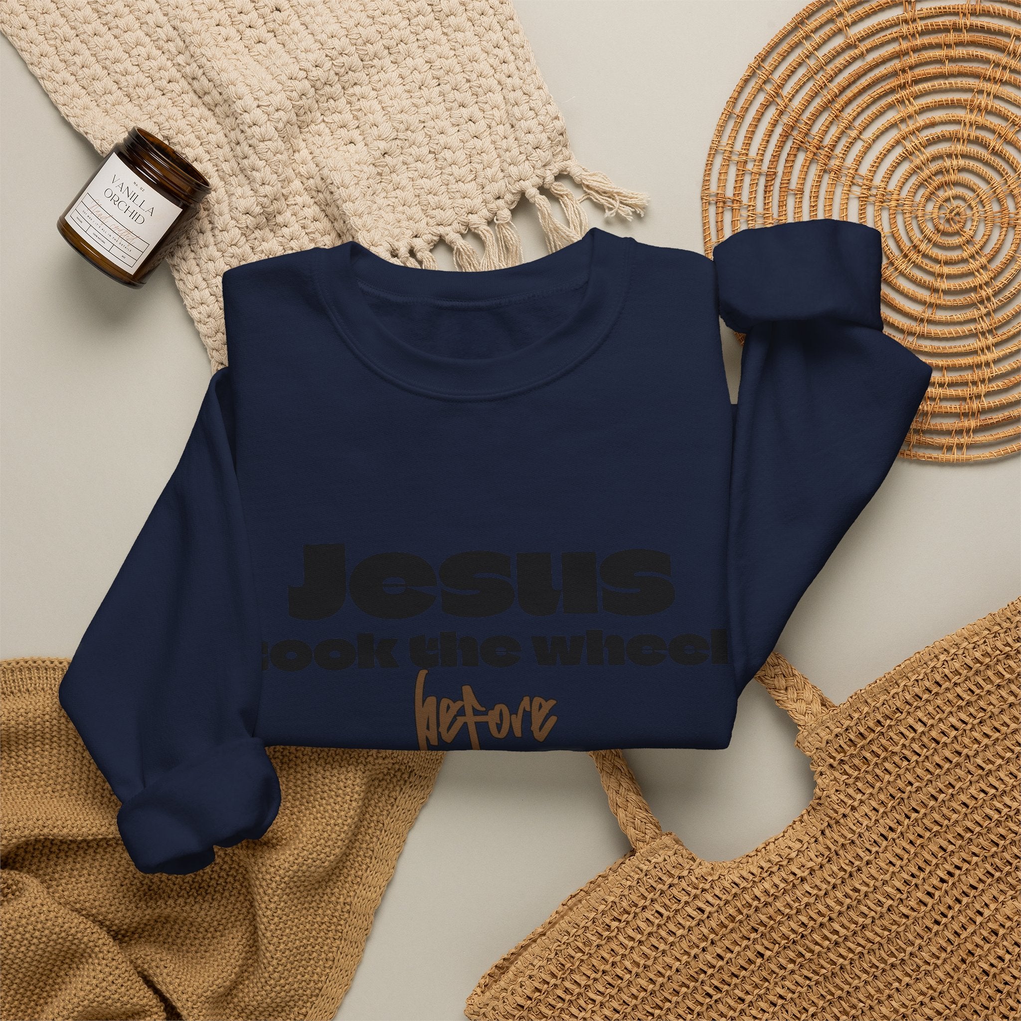 Jesus Took the Wheel Crewneck Sweatshirt — Faith-Based Christian Pullover