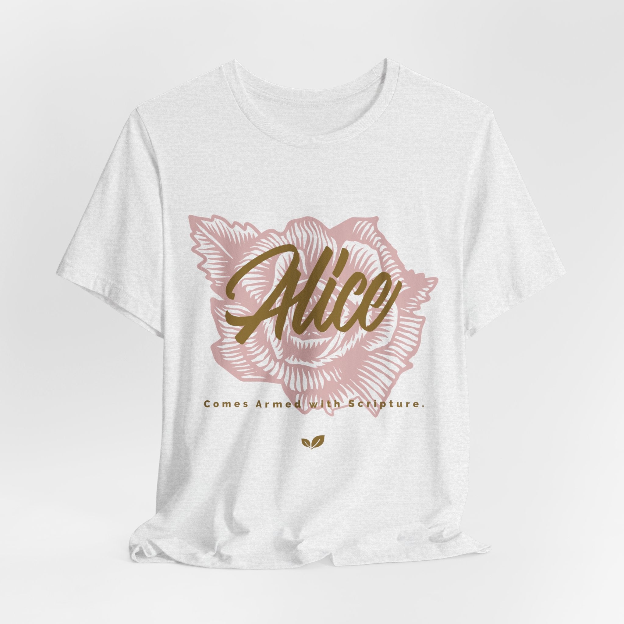 Alice Floral Tee — 'Alice' Script with Rose Illustration