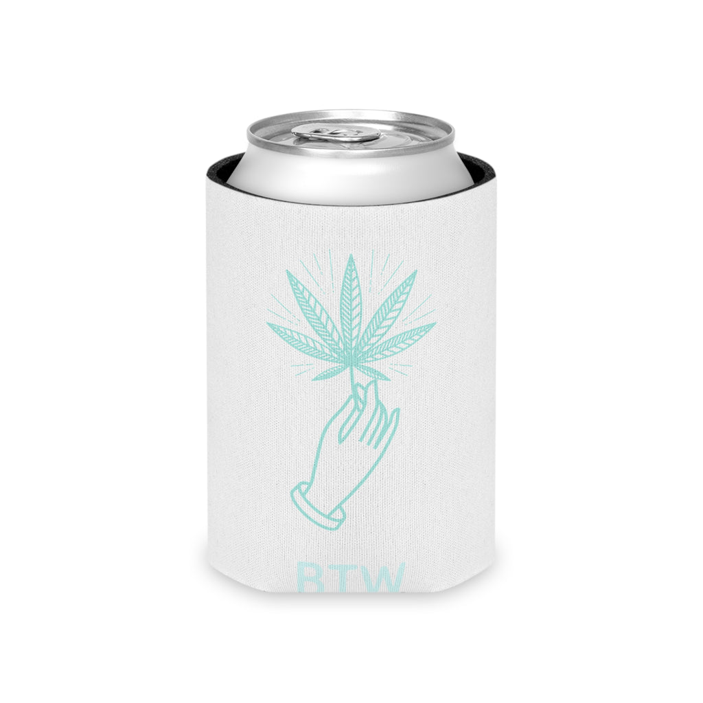 Can Cooler – Mint Cannabis Leaf Design (BTW, Passing the Weed)