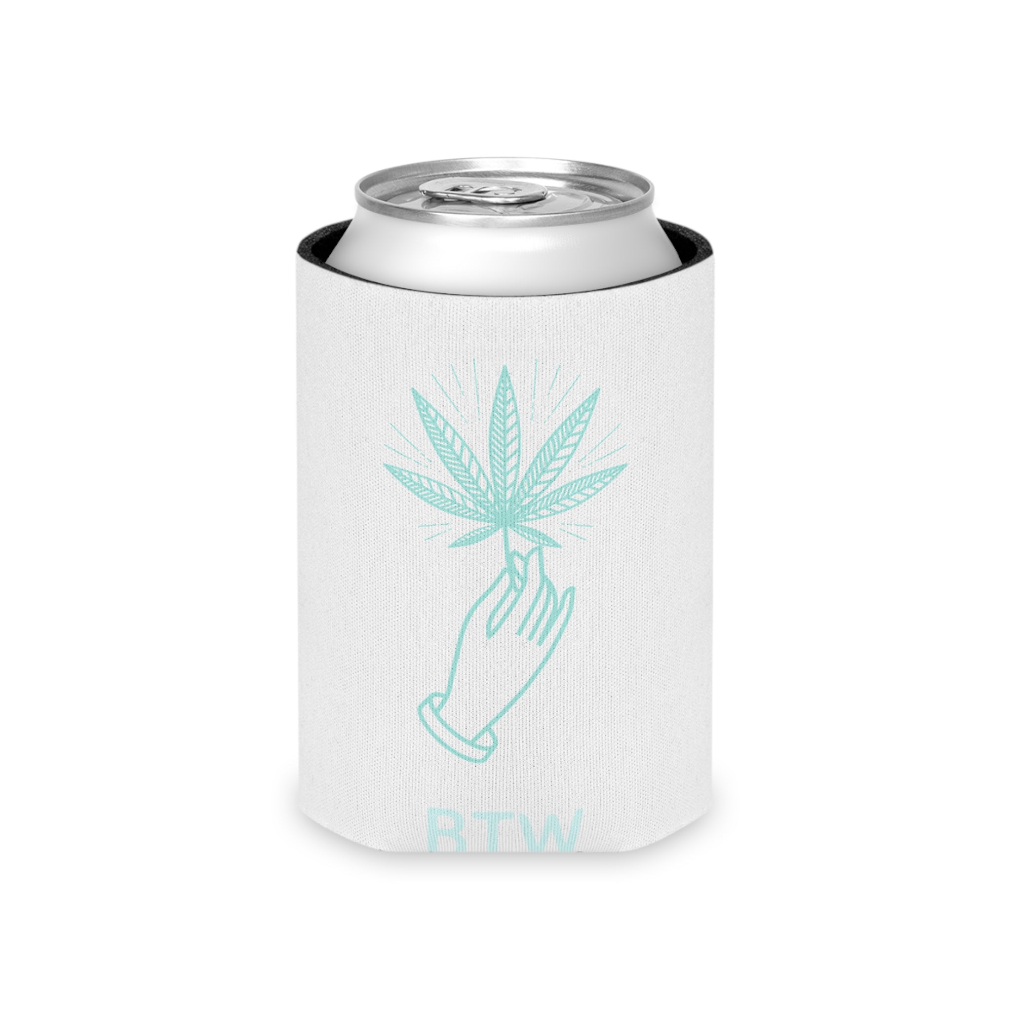 Can Cooler – Mint Cannabis Leaf Design (BTW, Passing the Weed)