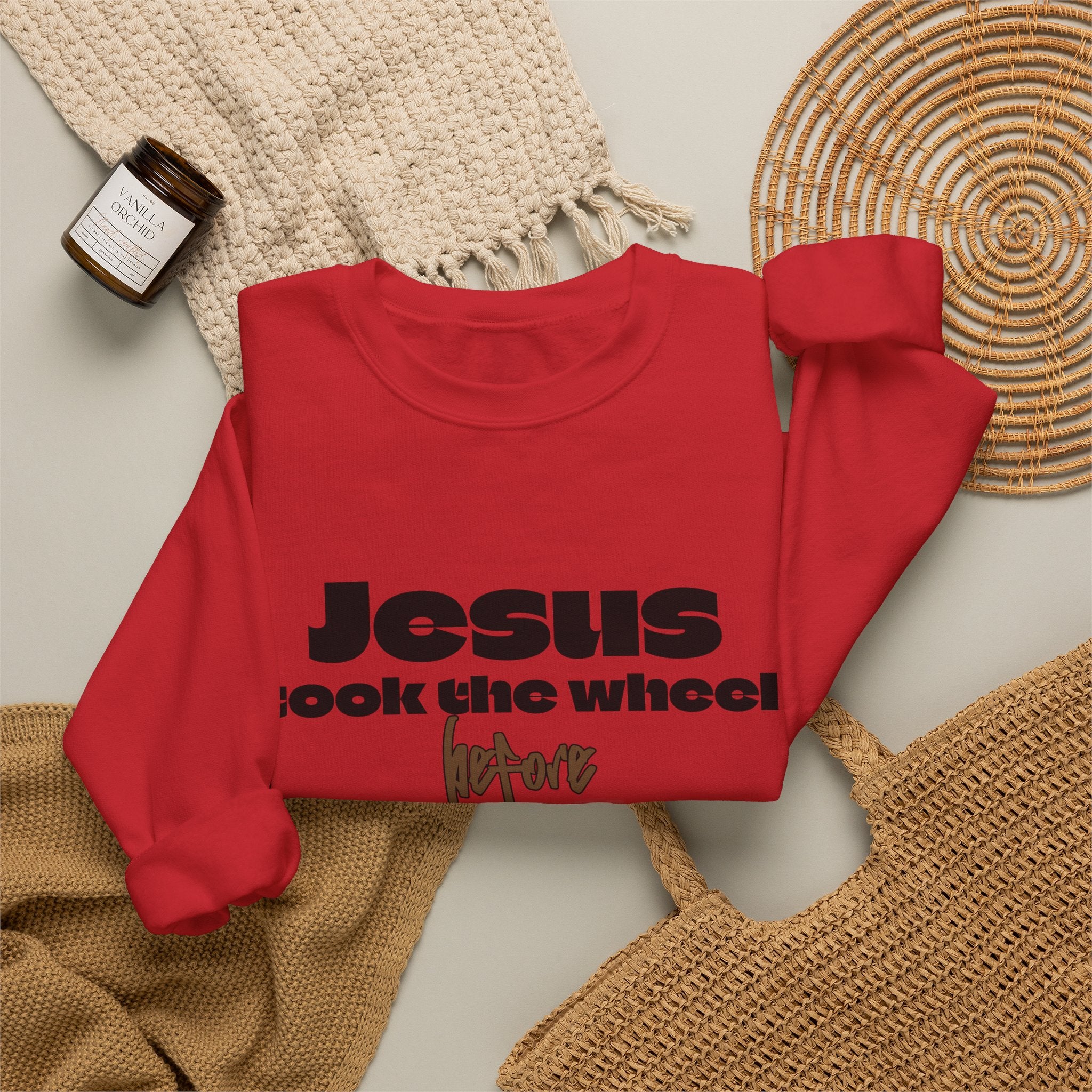 Jesus Took the Wheel Crewneck Sweatshirt — Faith-Based Christian Pullover