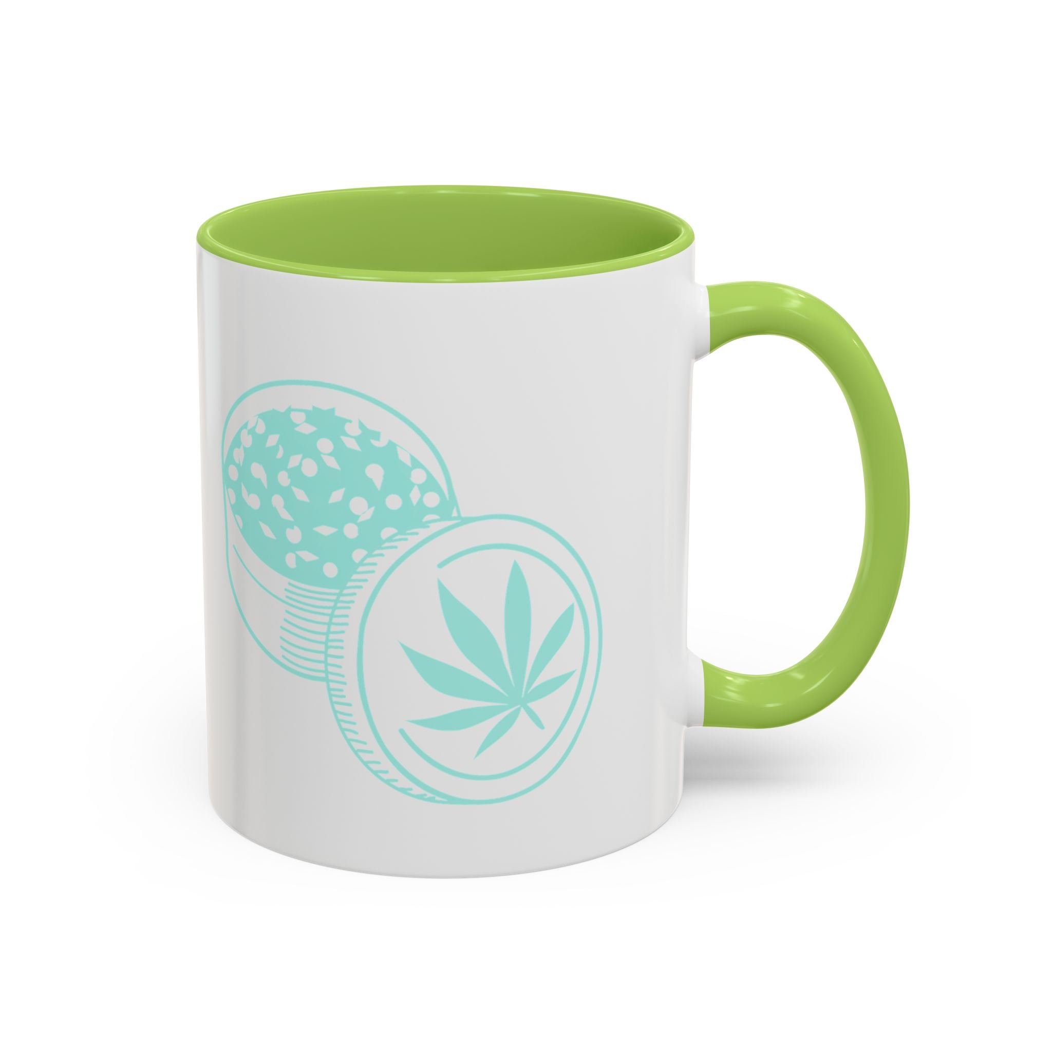 Cannabis Cookie Accent Coffee Mug – 11/15oz Hemp Leaf Design