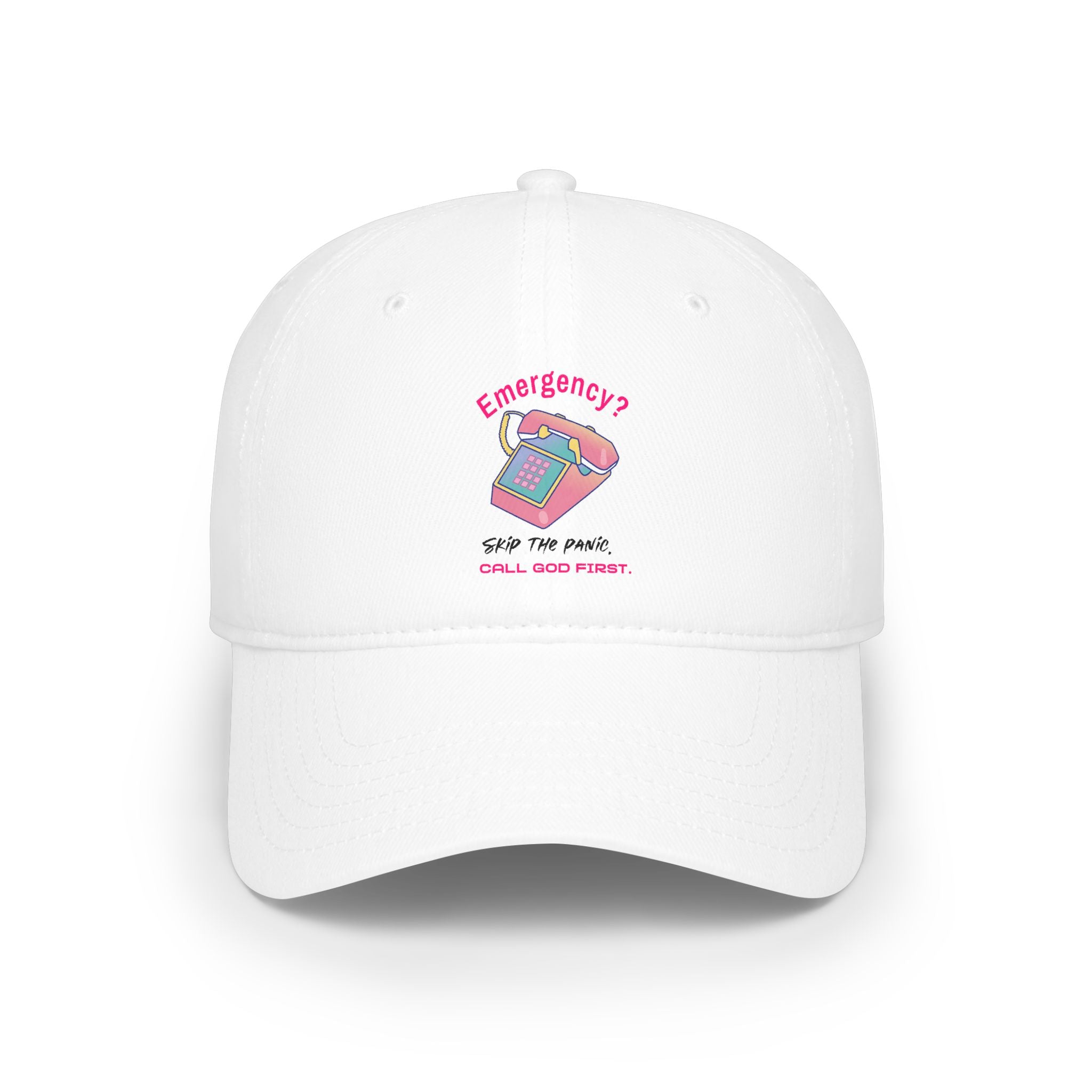Phone Emergency Cap — "Emergency? Save the Planet, Call God First" Low Profile Baseball Hat