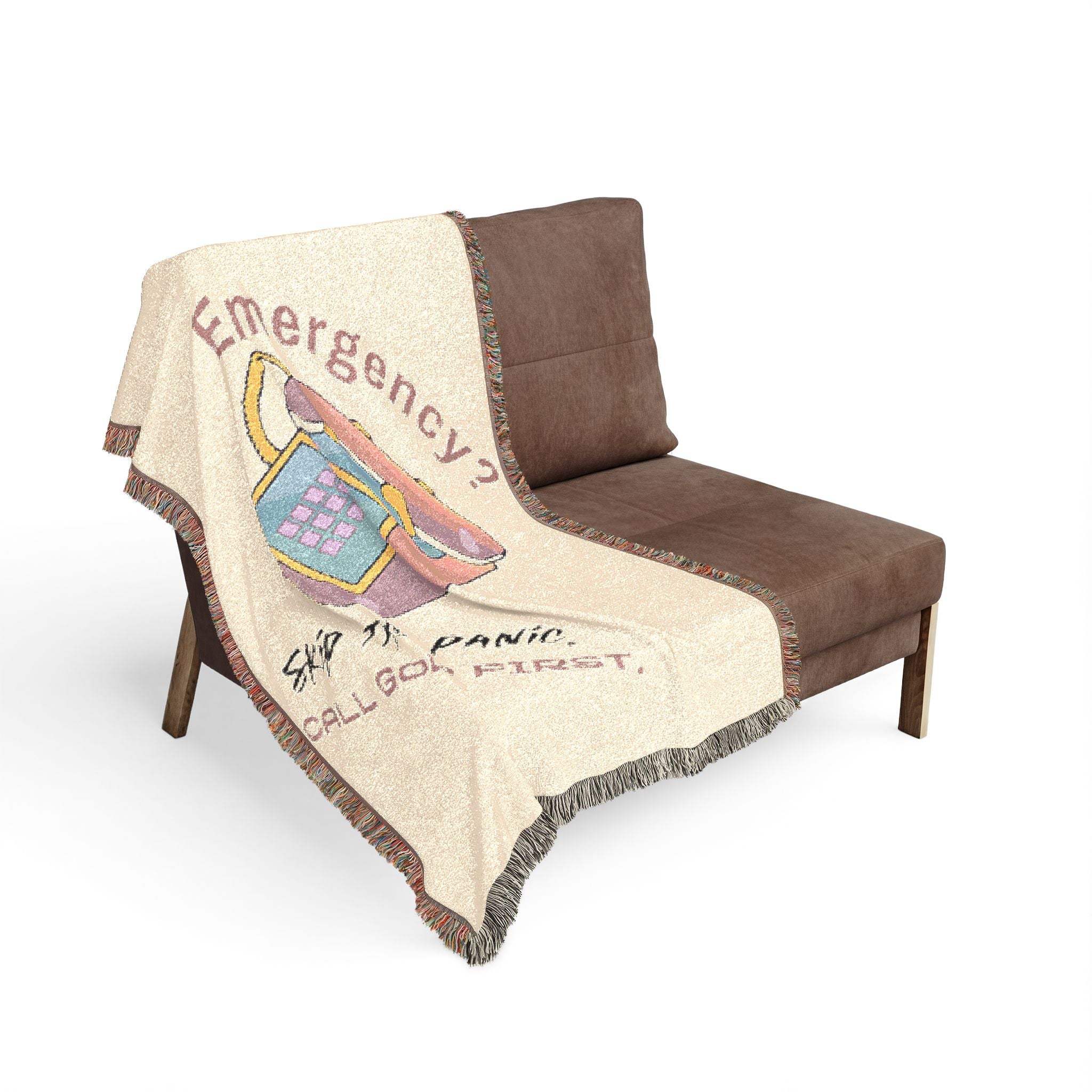Emergency? Phone Bag Woven Blanket — Cozy Novelty Throw for Home, Dorm, Gifts