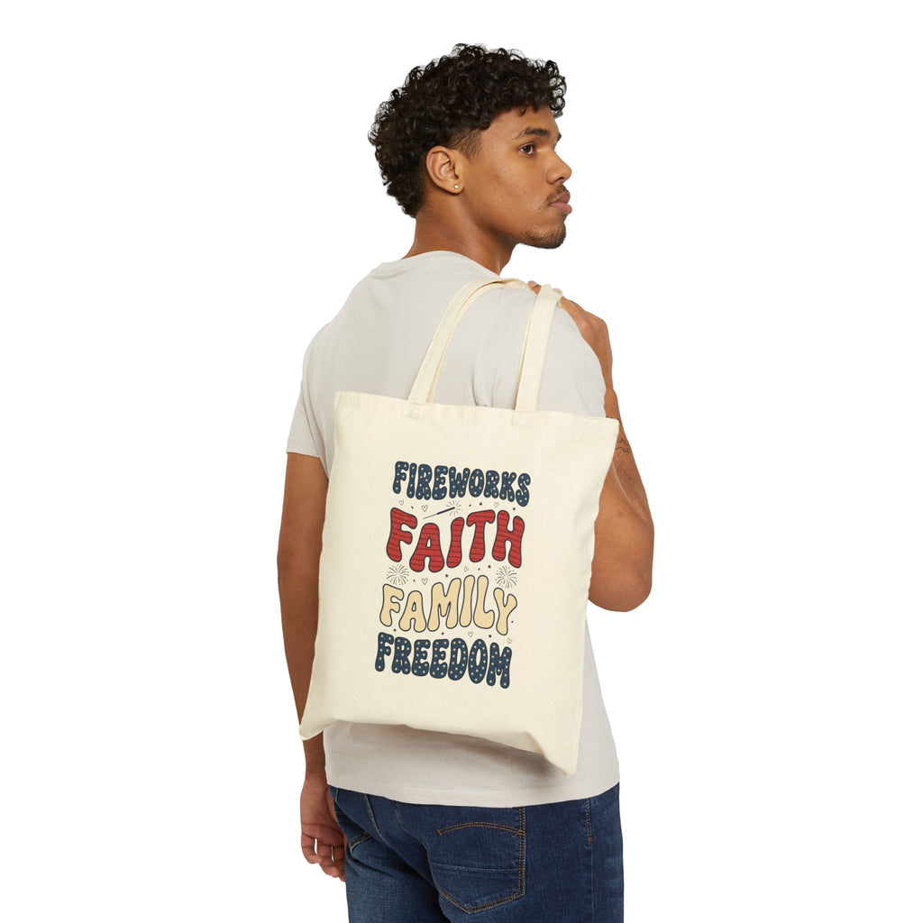 Faith Family Freedom Tote | 4th of July Patriotic Christian Canvas