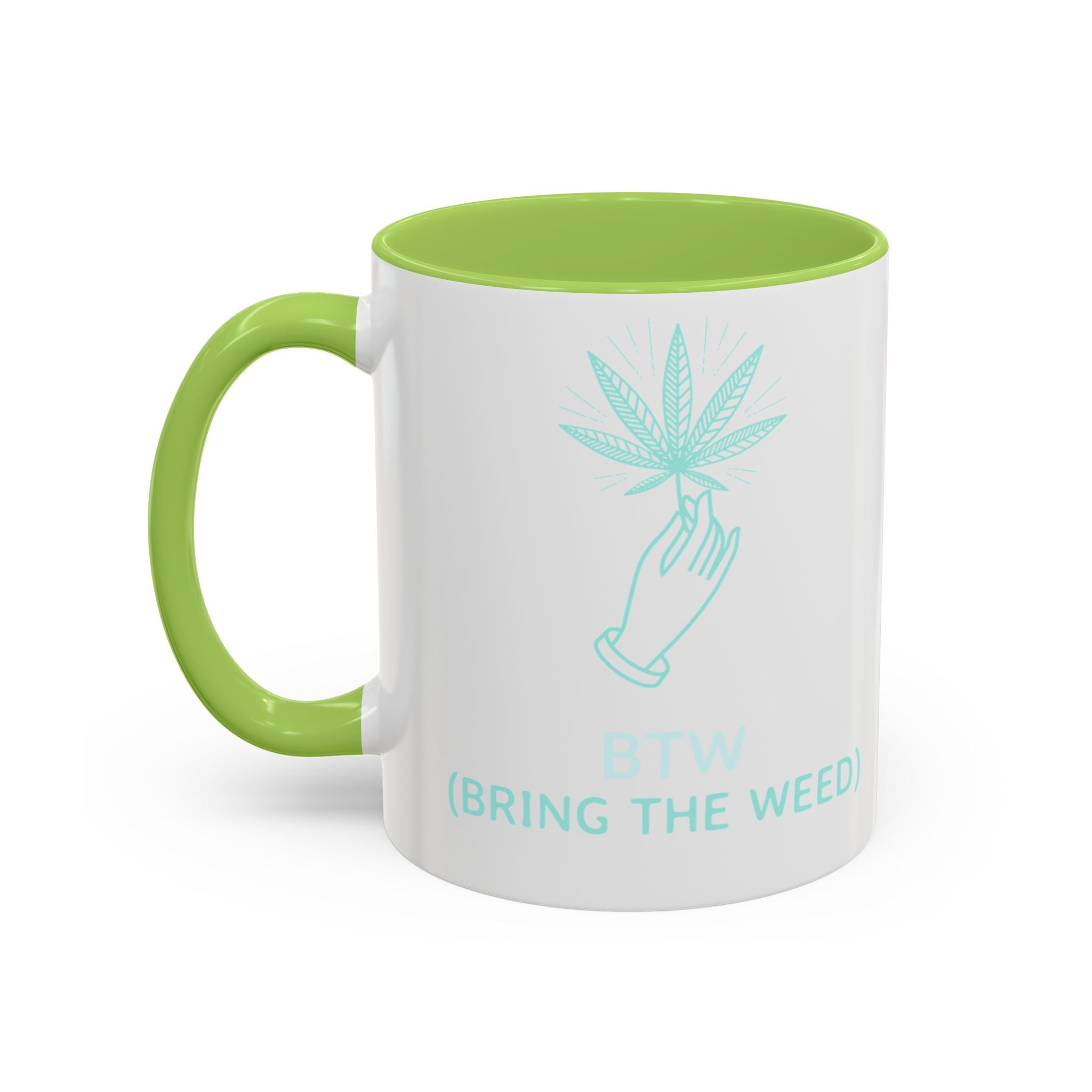 Cannabis Cookie Accent Coffee Mug – 11/15oz Hemp Leaf Design