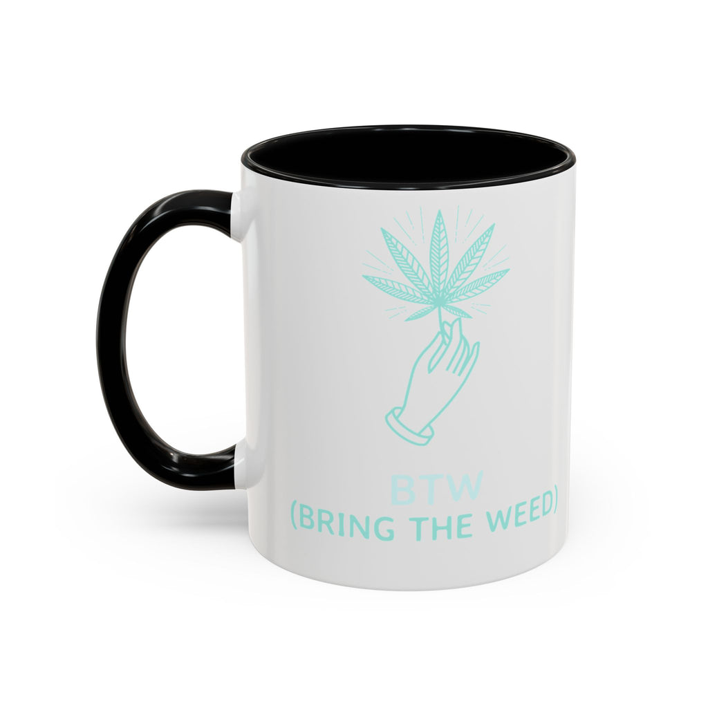 Cannabis Cookie Accent Coffee Mug – 11/15oz Hemp Leaf Design