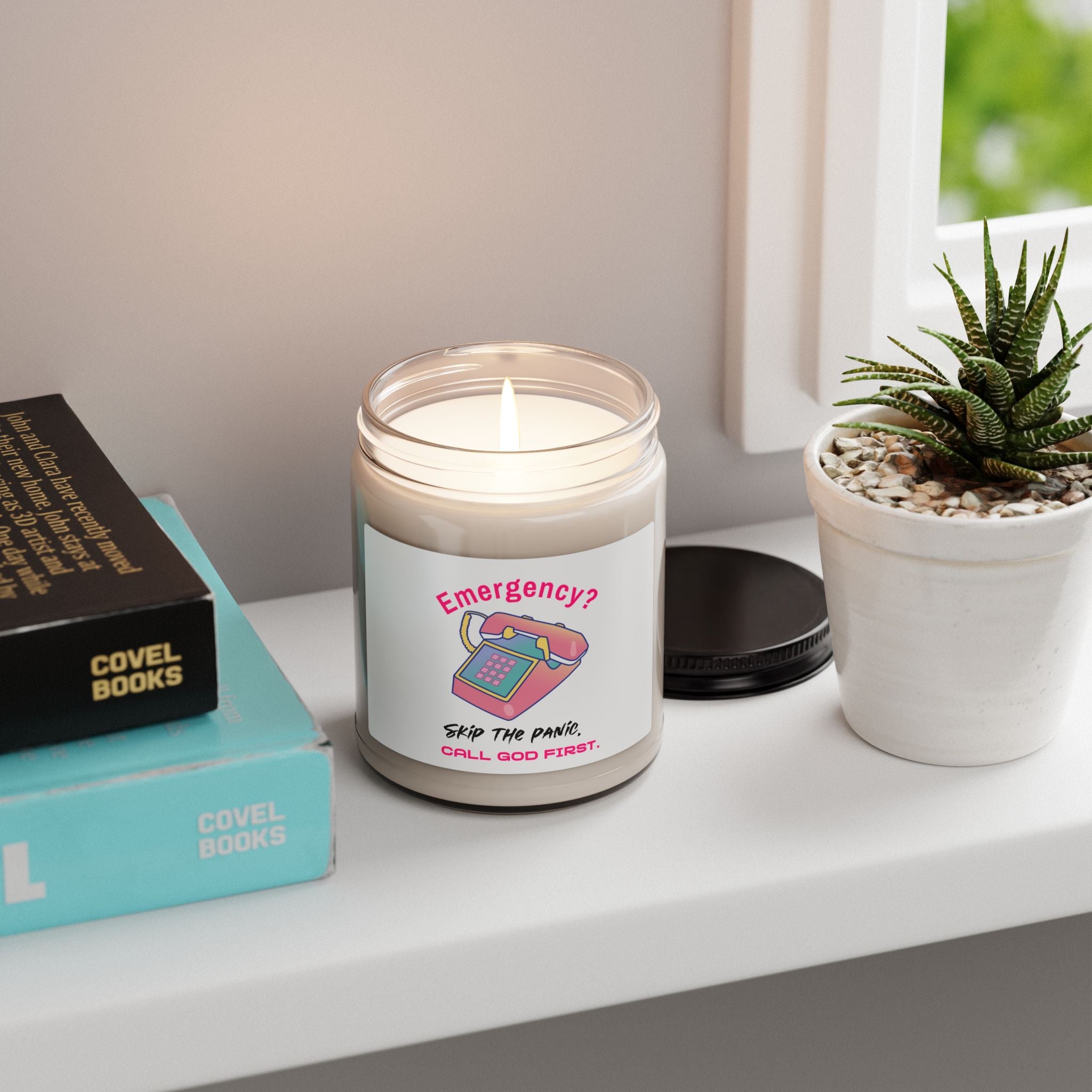 Scented Soy Candle — "Emergency? Call God First" Inspirational Prayer Candle