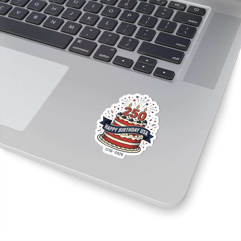 250th Birthday USA Cake Sticker | 1776–2026, 4th of July Patriotic Sticker