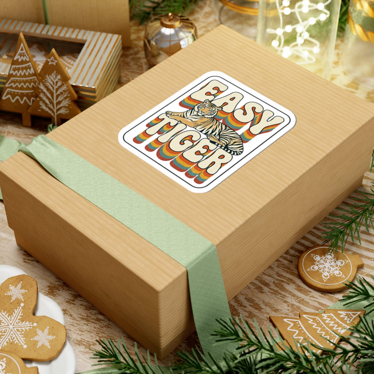 Easy Tiger retro tiger sticker | Kiss-Cut Sticker