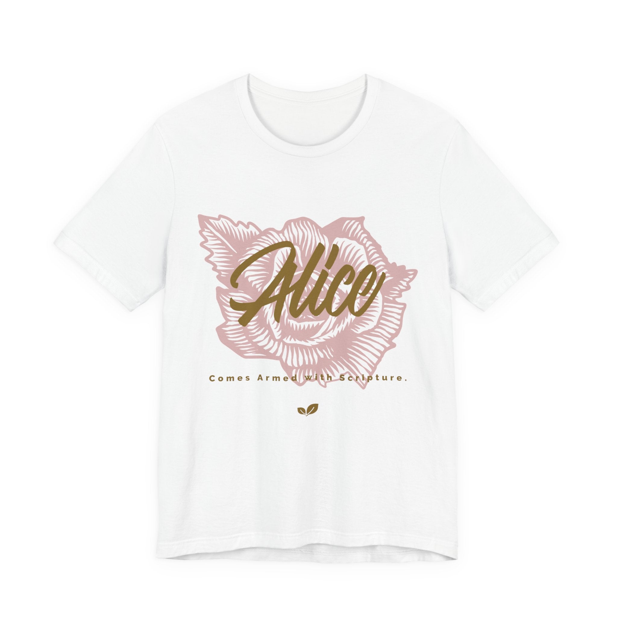 Alice Floral Tee — 'Alice' Script with Rose Illustration