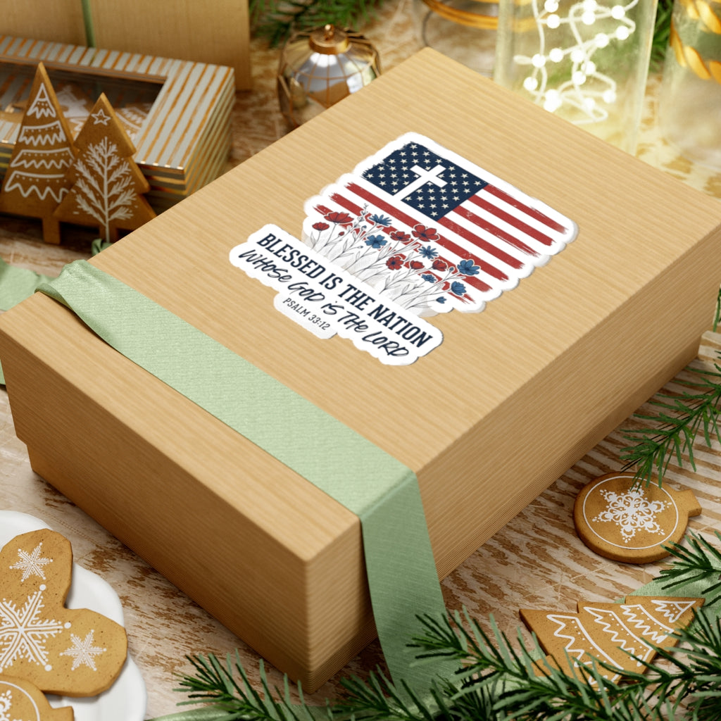 Blessed Is The Nation Sticker | Faith & Freedom 4th of July Kiss-Cut