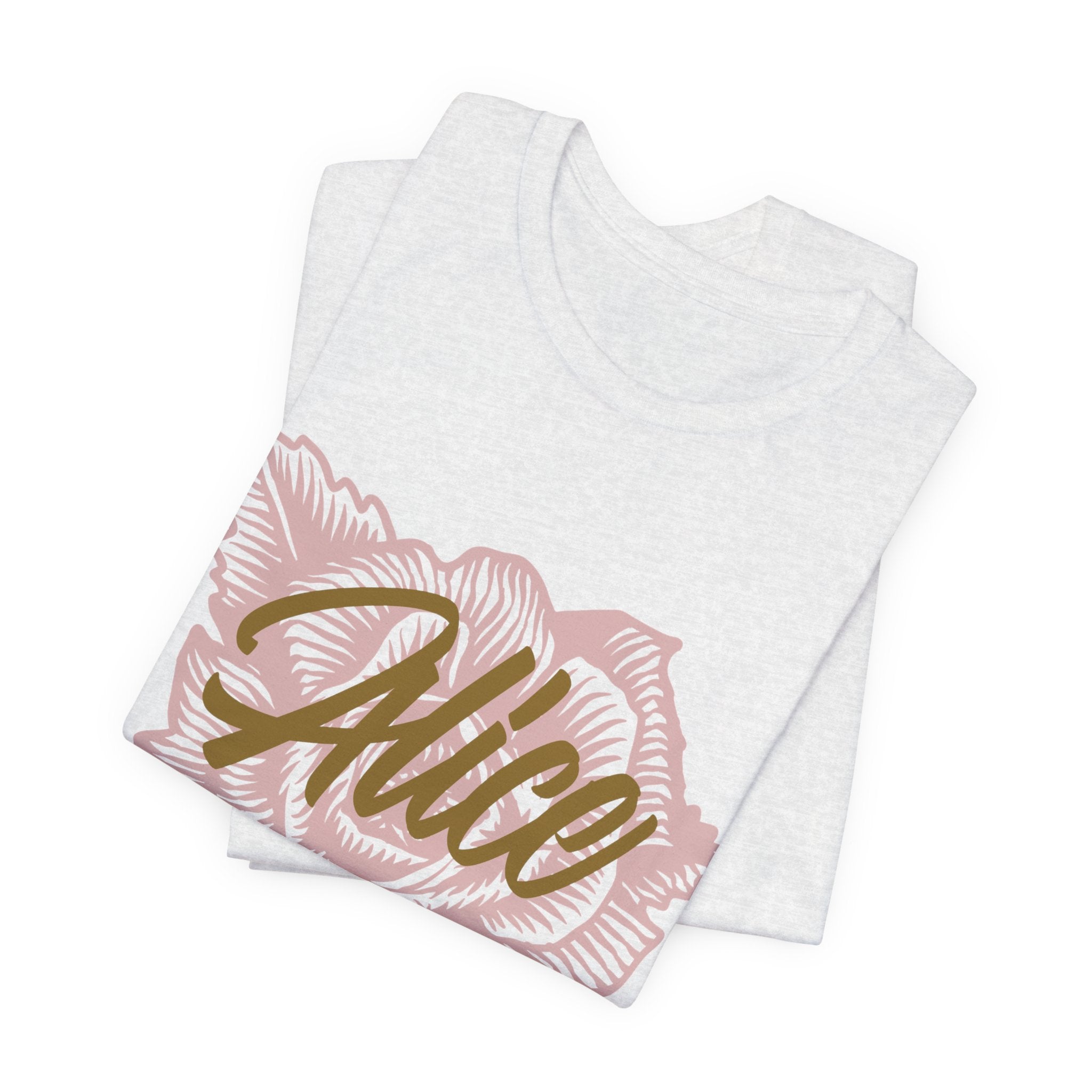 Alice Floral Tee — 'Alice' Script with Rose Illustration
