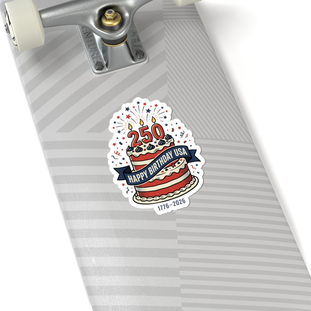 250th Birthday USA Cake Sticker | 1776–2026, 4th of July Patriotic Sticker