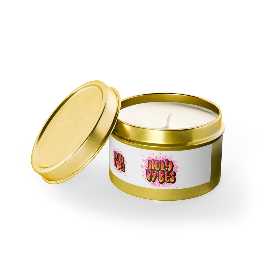 Holy Vibes Scented Tin Candle — Small Travel Candle with Bright Fruity Scent