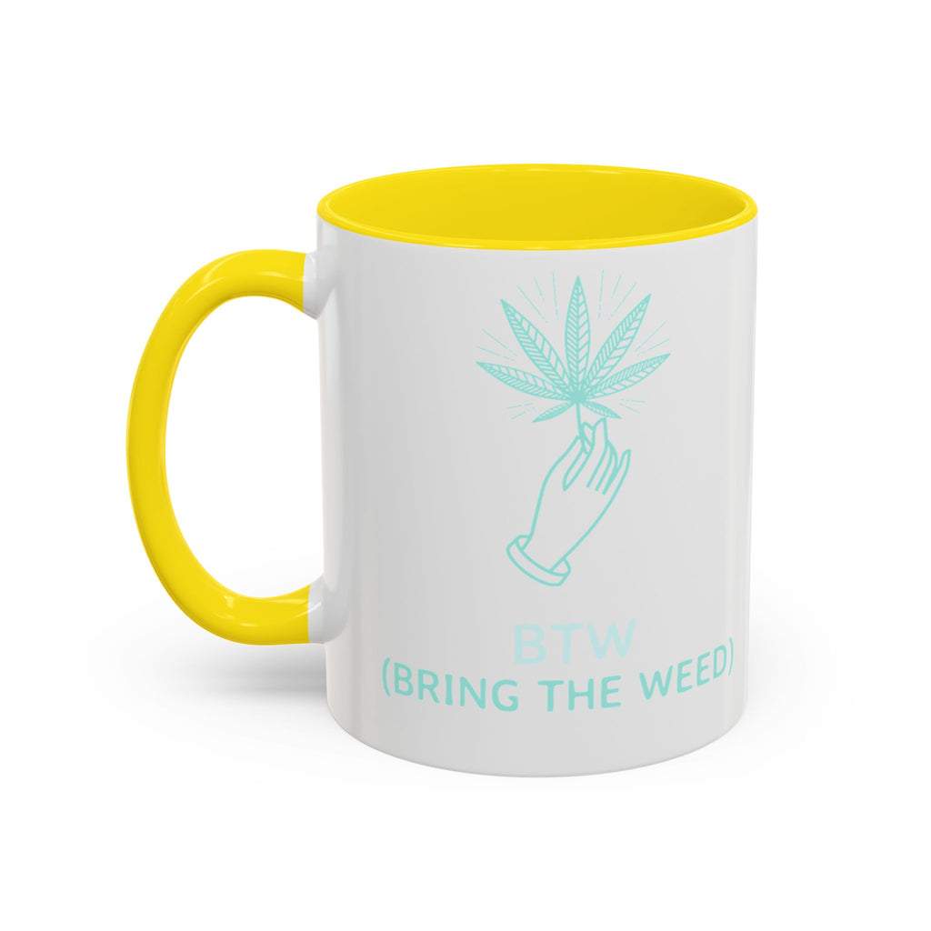 Cannabis Cookie Accent Coffee Mug – 11/15oz Hemp Leaf Design