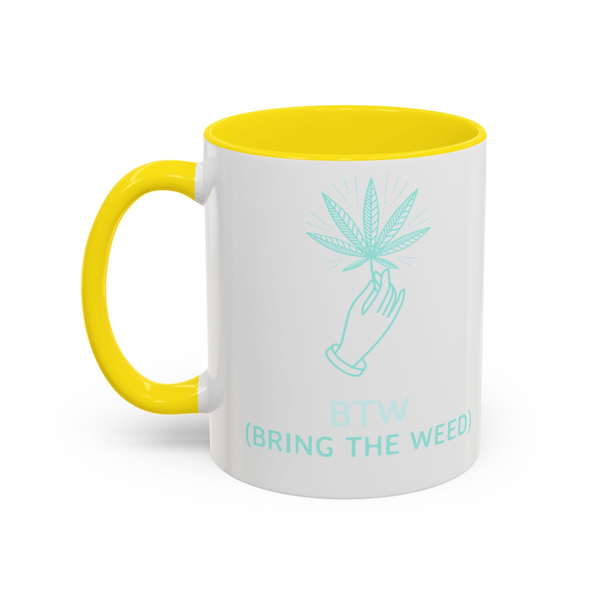 Cannabis Cookie Accent Coffee Mug – 11/15oz Hemp Leaf Design