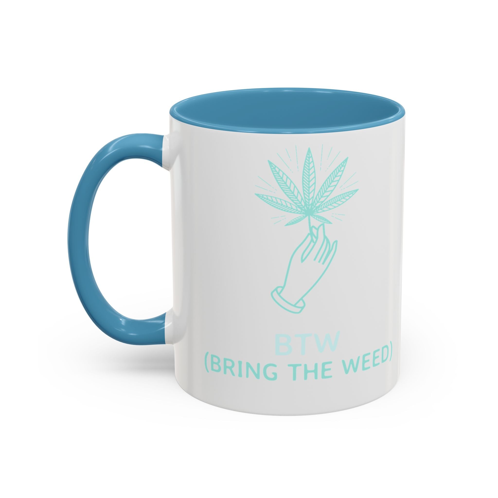 Cannabis Cookie Accent Coffee Mug – 11/15oz Hemp Leaf Design
