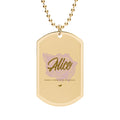 Gold Floral 'Allie' Engraved Dog Tag Necklace