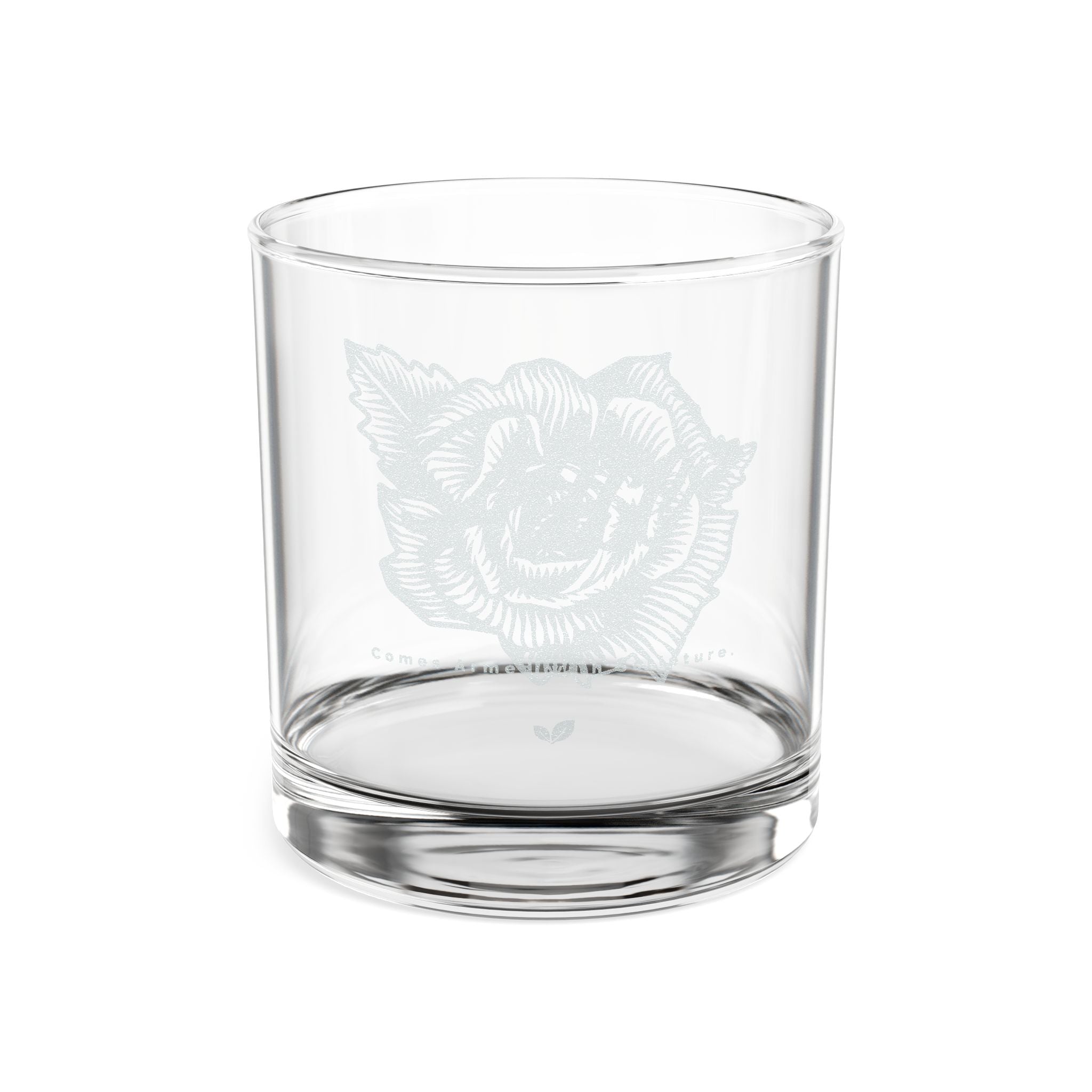 Engraved Rose Whiskey Glass — 10.5oz Personalized Old Fashioned Tumbler