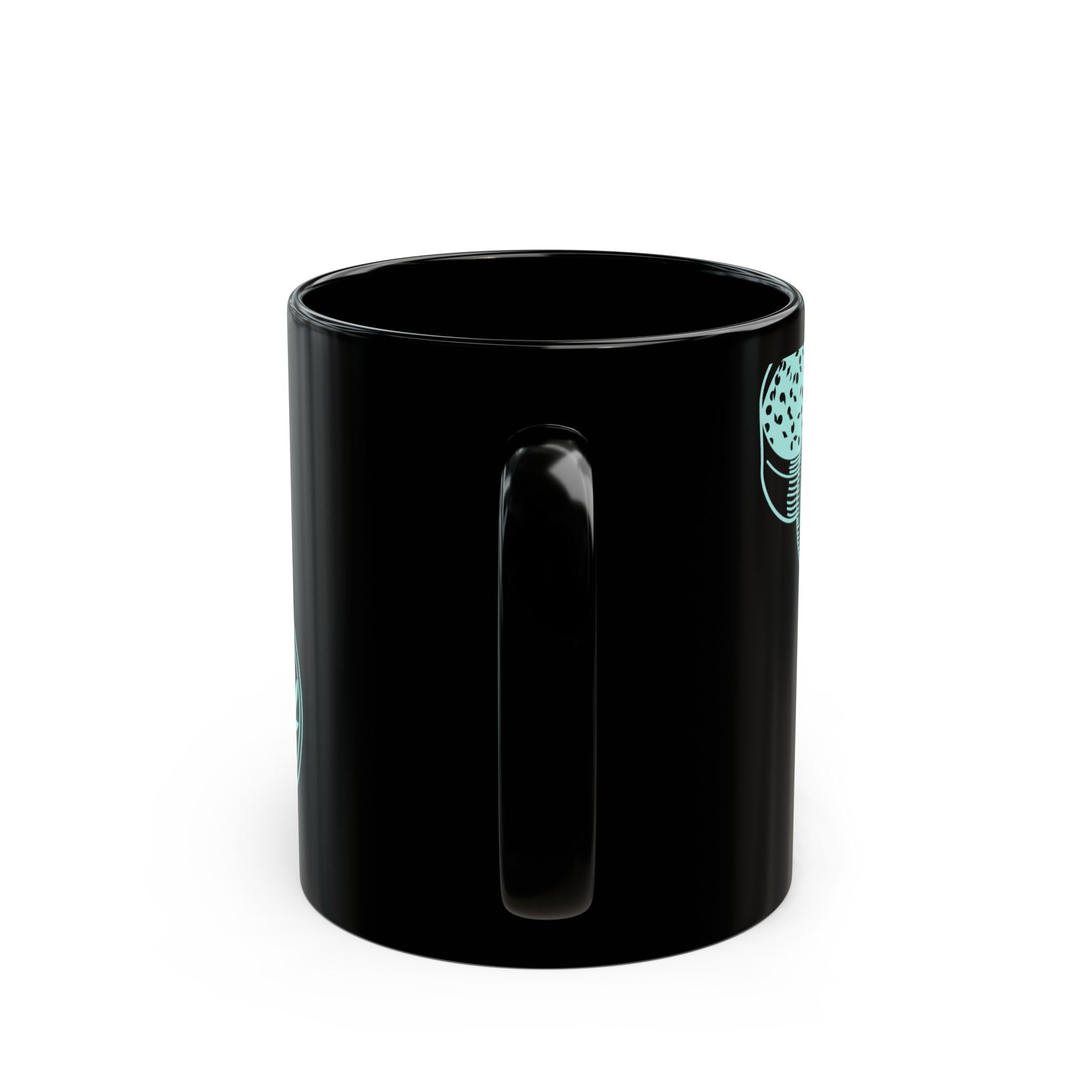 Black Ceramic Mug — Mint Cannabis Grinder Design (11oz & 15oz)