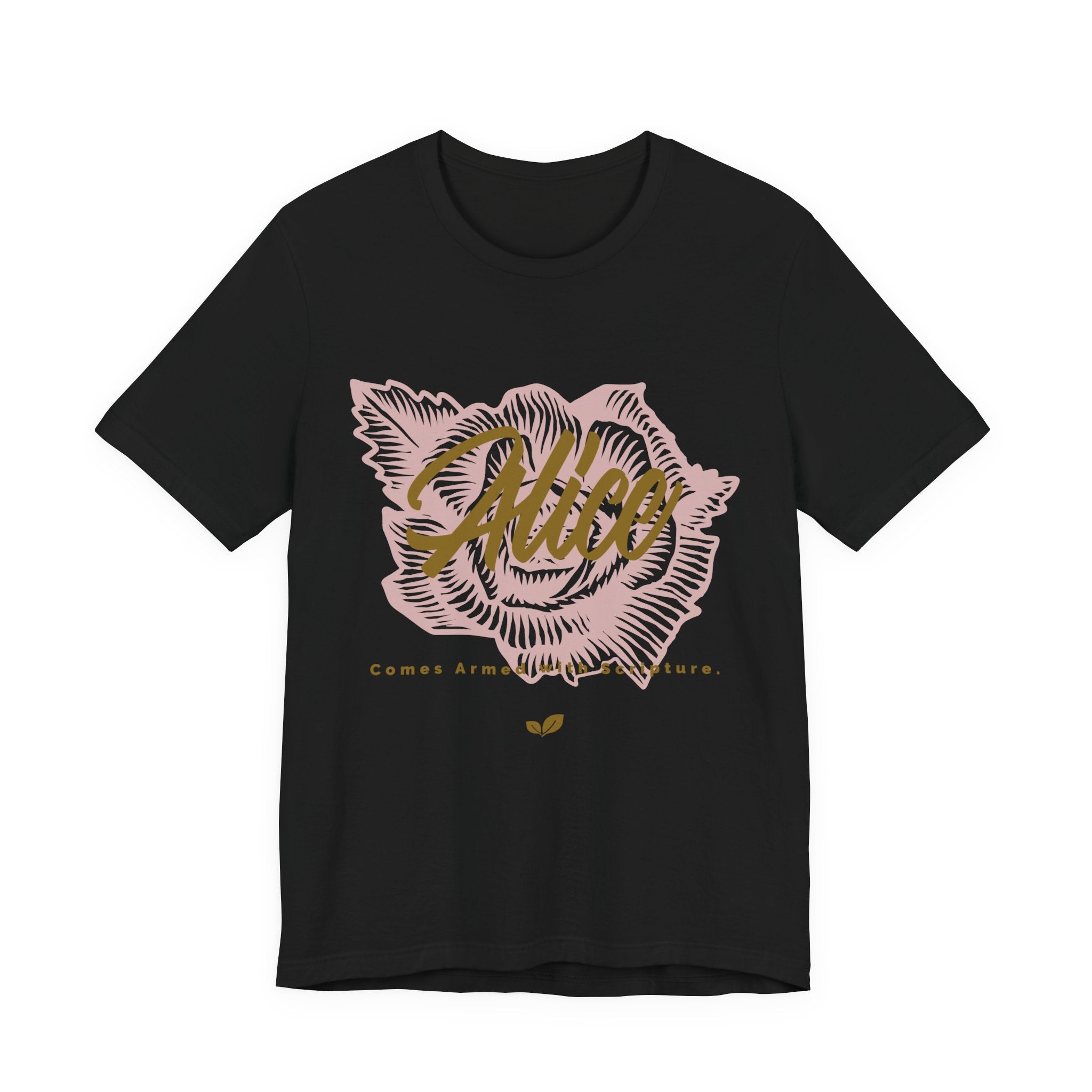Alice Floral Tee — 'Alice' Script with Rose Illustration