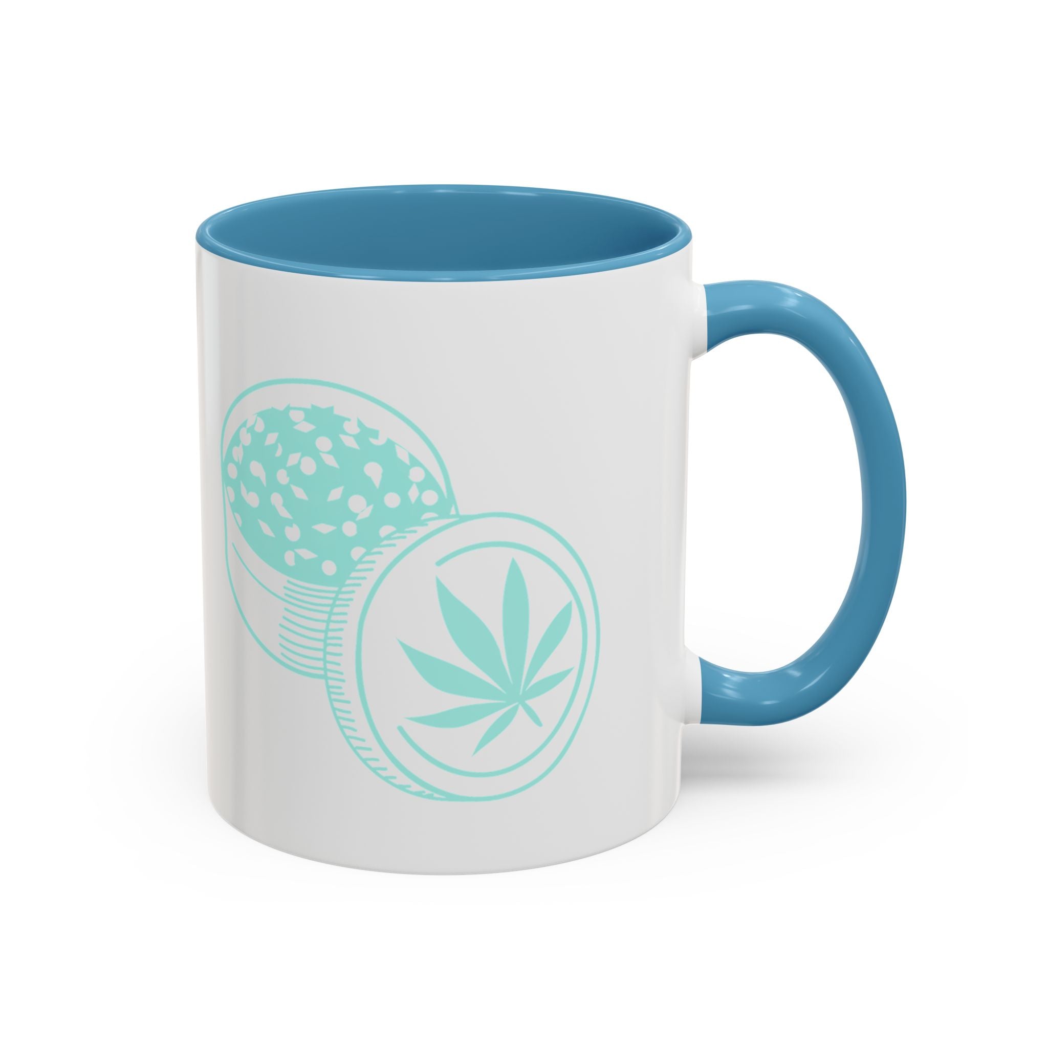 Cannabis Cookie Accent Coffee Mug – 11/15oz Hemp Leaf Design