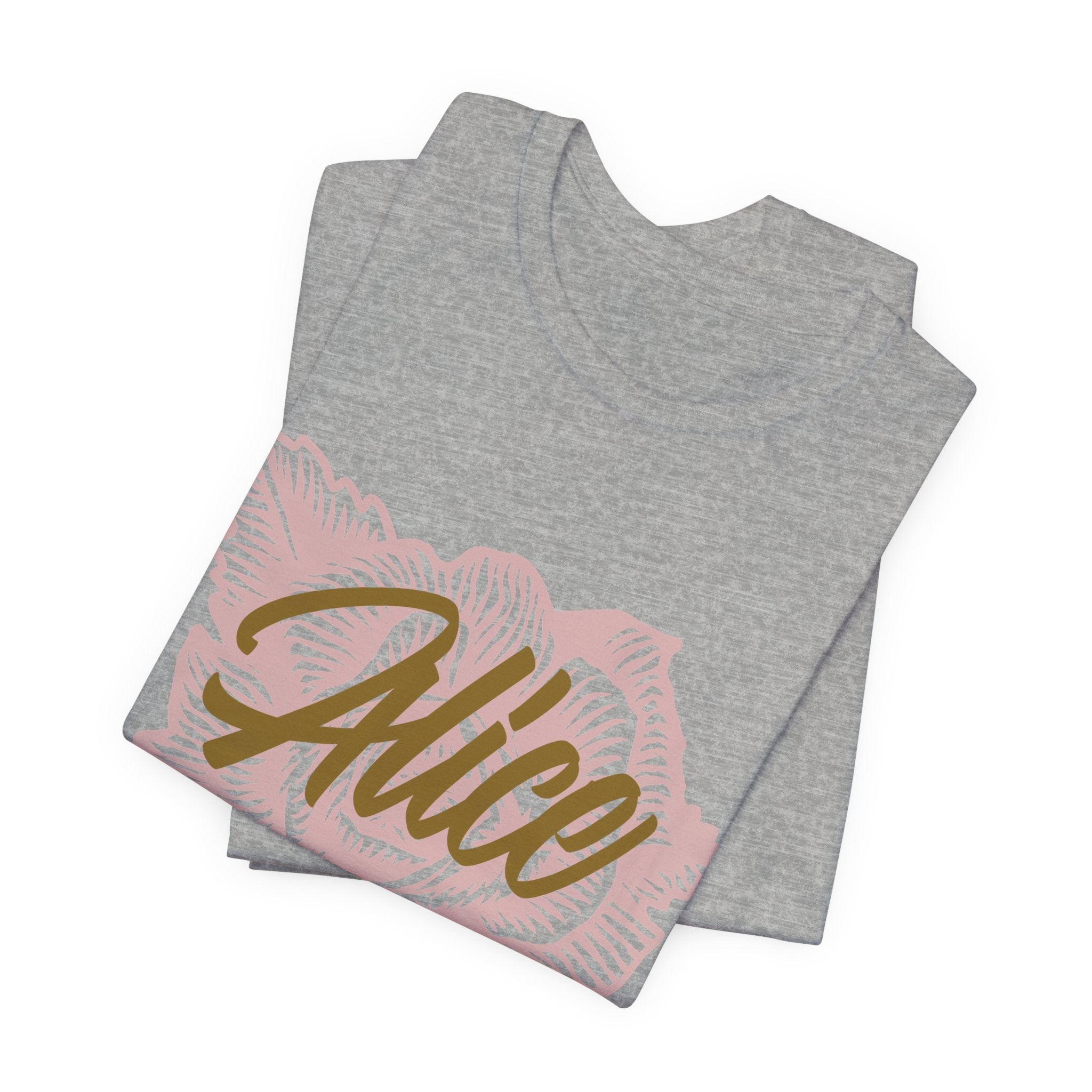 Alice Floral Tee — 'Alice' Script with Rose Illustration