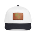 Leather Patch Baseball Cap — Retro Botanical Leaf Design