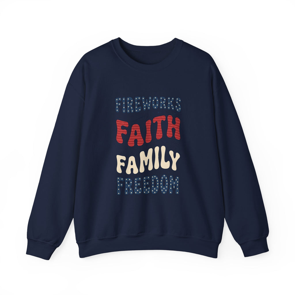 Faith Family Freedom Sweatshirt | 4th of July Patriotic Christian