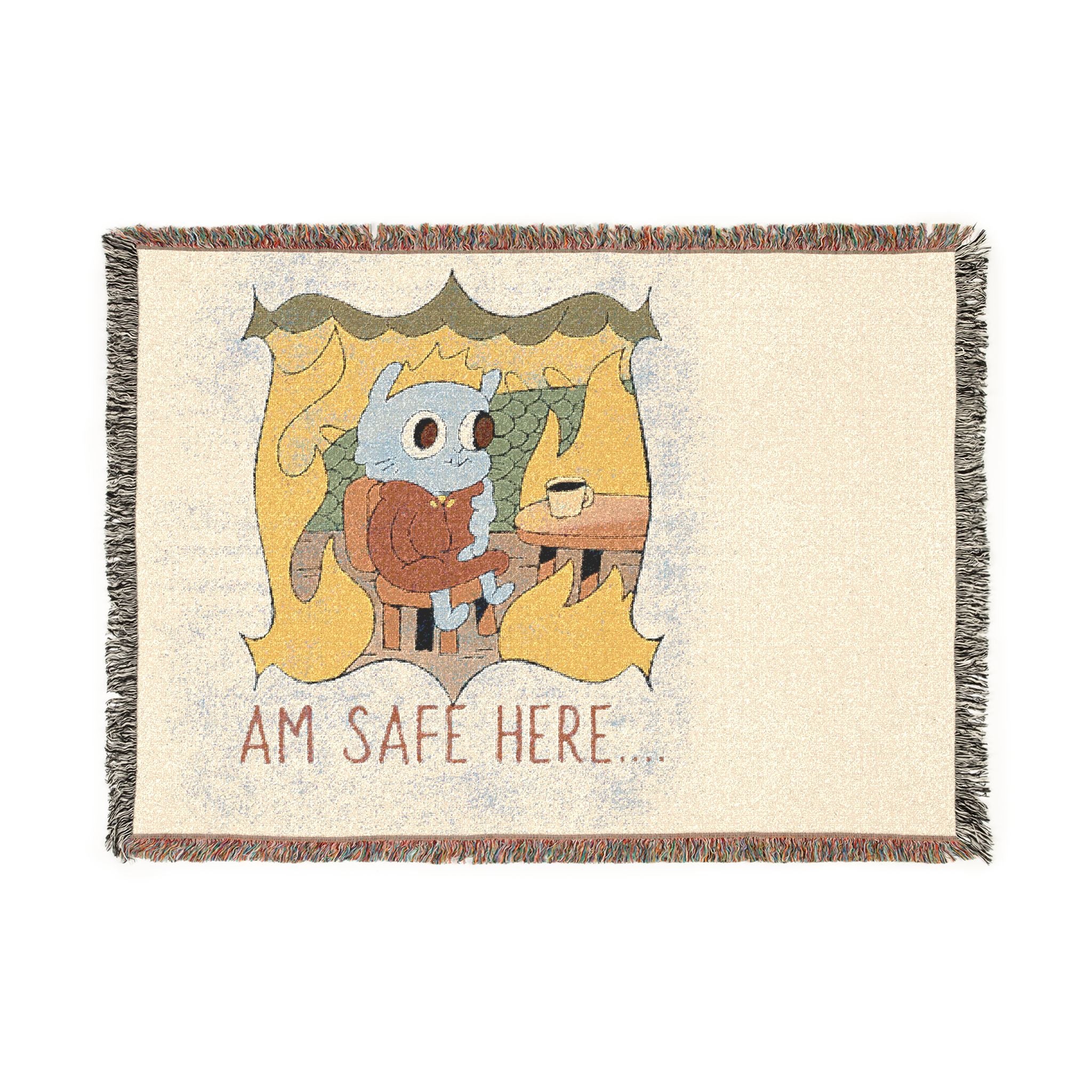 Woven Blanket — "Sit Safe Here" Cozy Cabin Throw Blanket