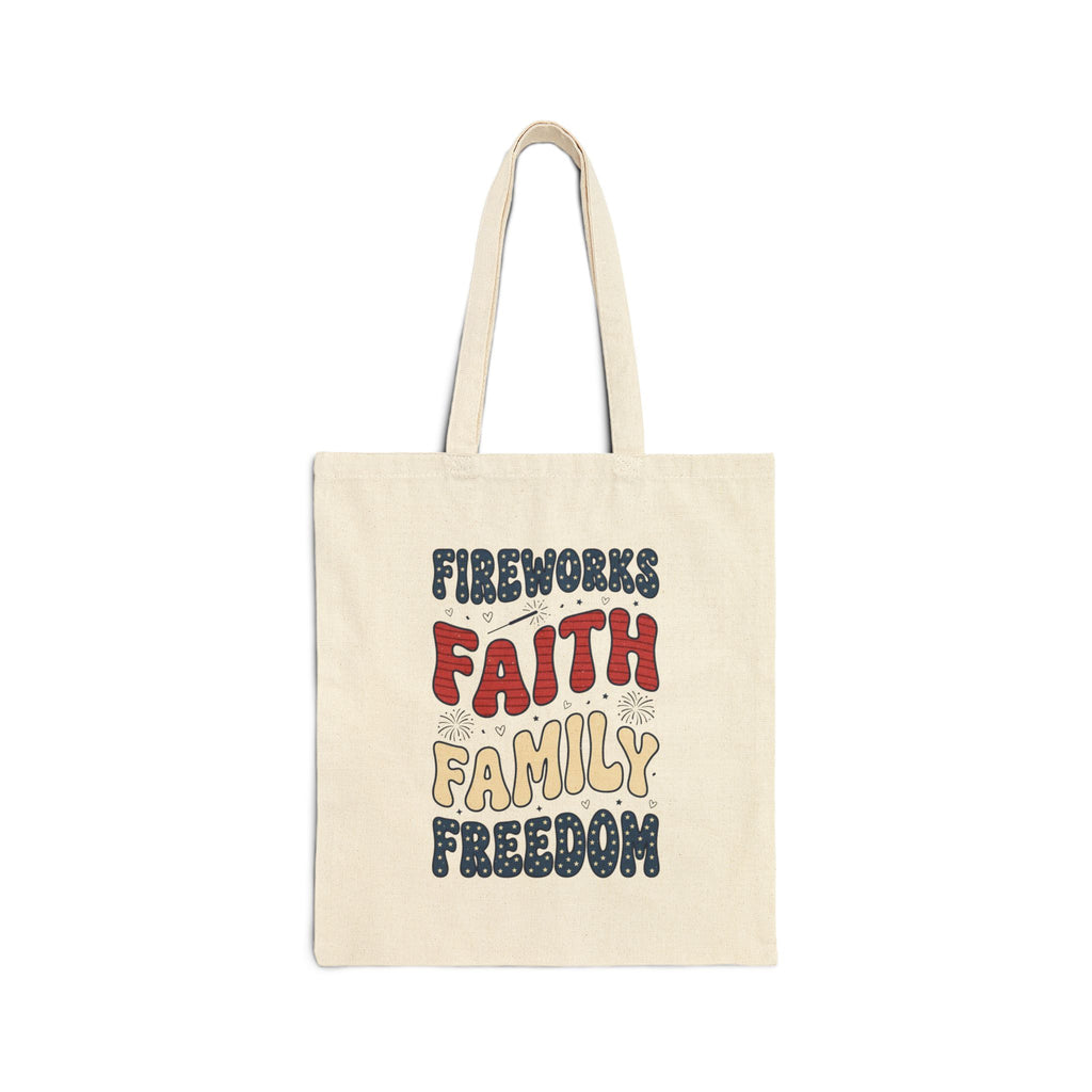 Faith Family Freedom Tote | 4th of July Patriotic Christian Canvas