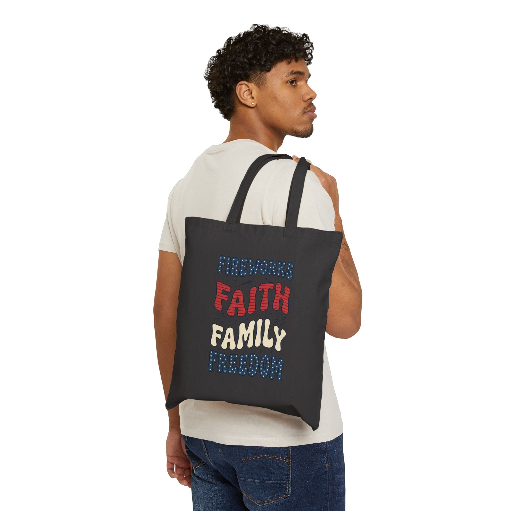 Faith Family Freedom Tote | 4th of July Patriotic Christian Canvas