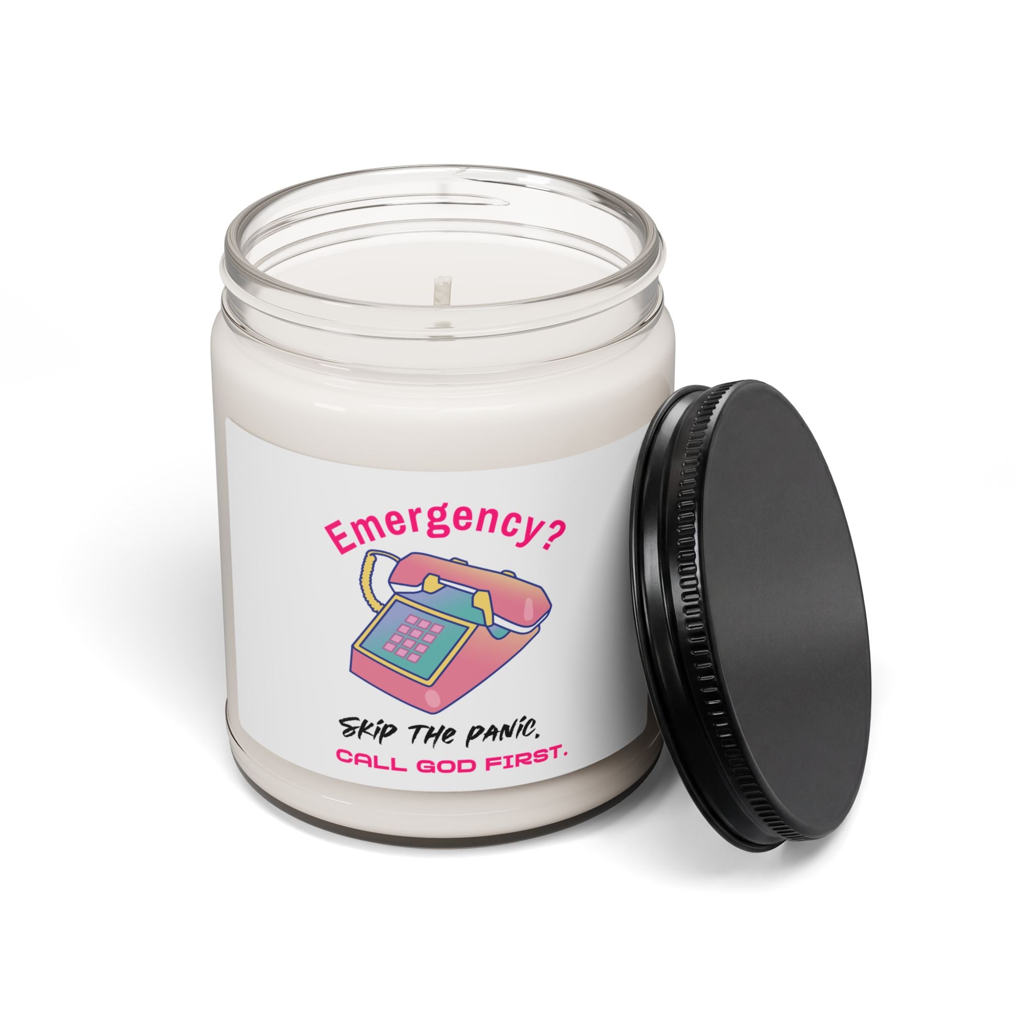 Scented Soy Candle — "Emergency? Call God First" Inspirational Prayer Candle