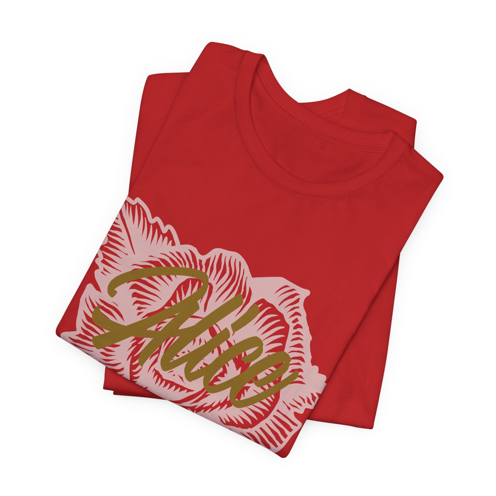 Alice Floral Tee — 'Alice' Script with Rose Illustration