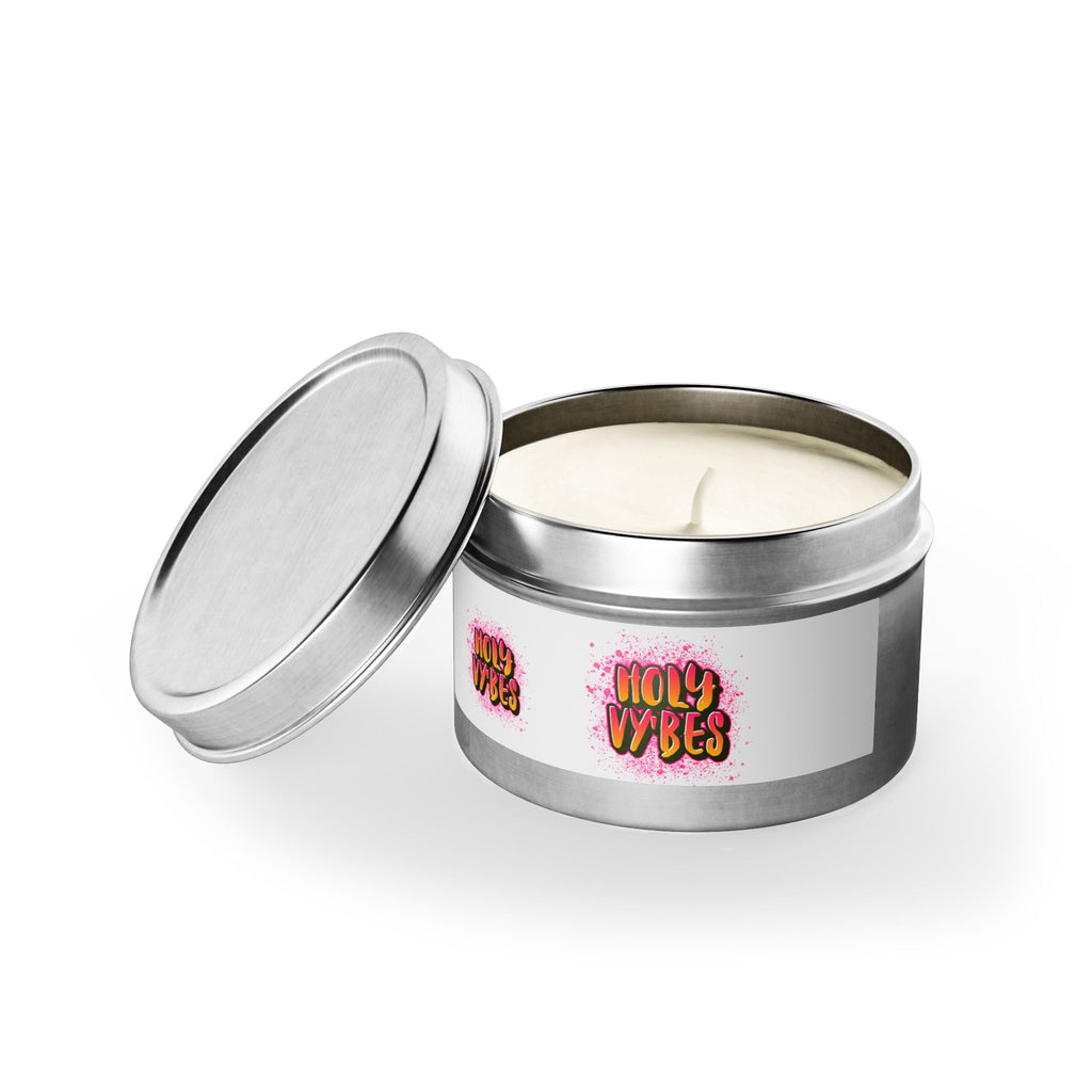 Holy Vibes Scented Tin Candle — Small Travel Candle with Bright Fruity Scent