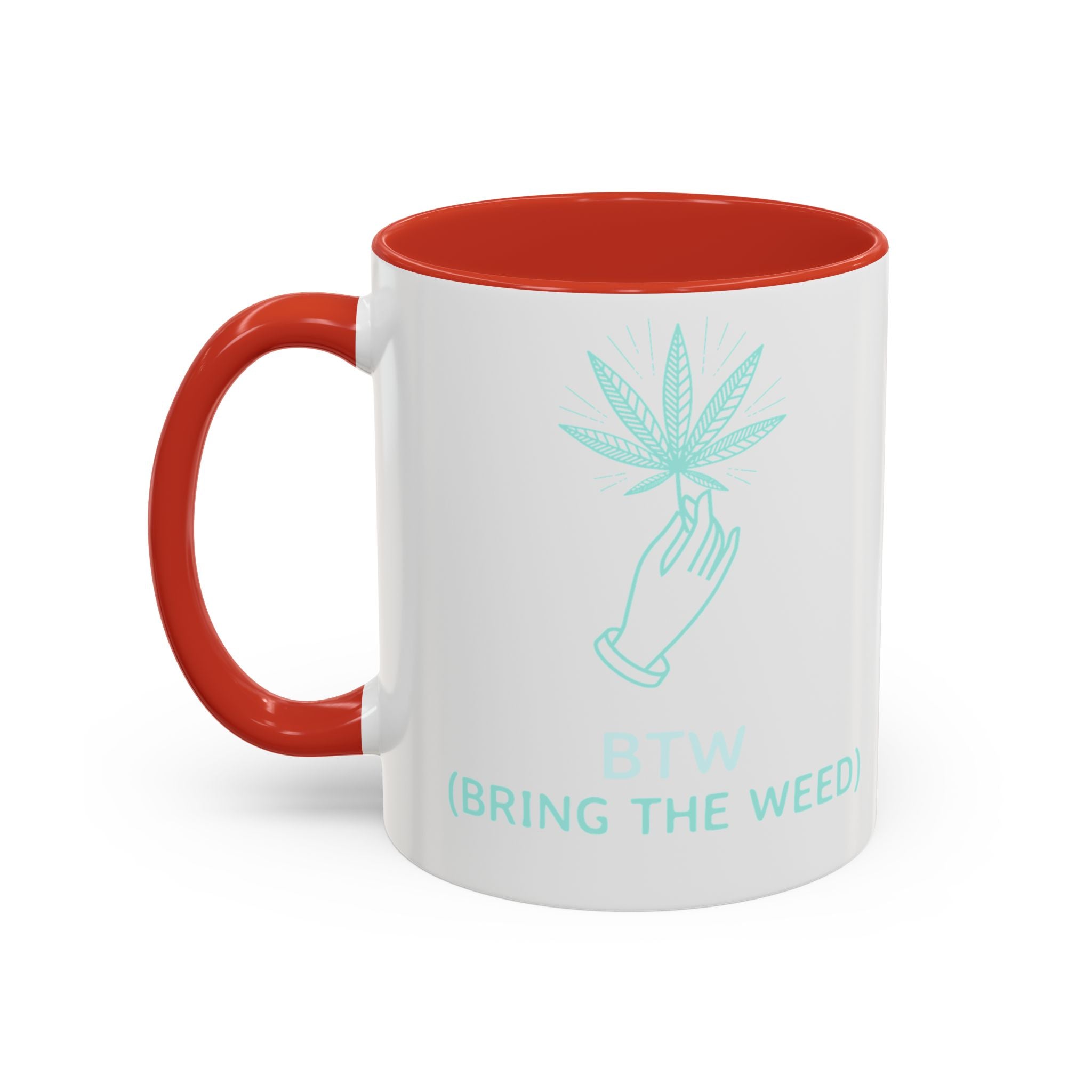 Cannabis Cookie Accent Coffee Mug – 11/15oz Hemp Leaf Design