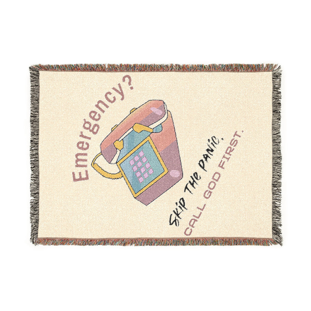 Emergency? Phone Bag Woven Blanket — Cozy Novelty Throw for Home, Dorm, Gifts