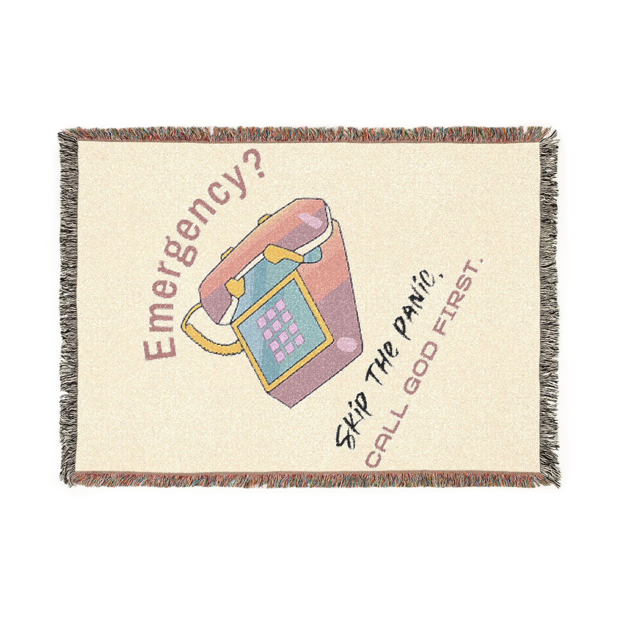 Emergency? Phone Bag Woven Blanket — Cozy Novelty Throw for Home, Dorm, Gifts