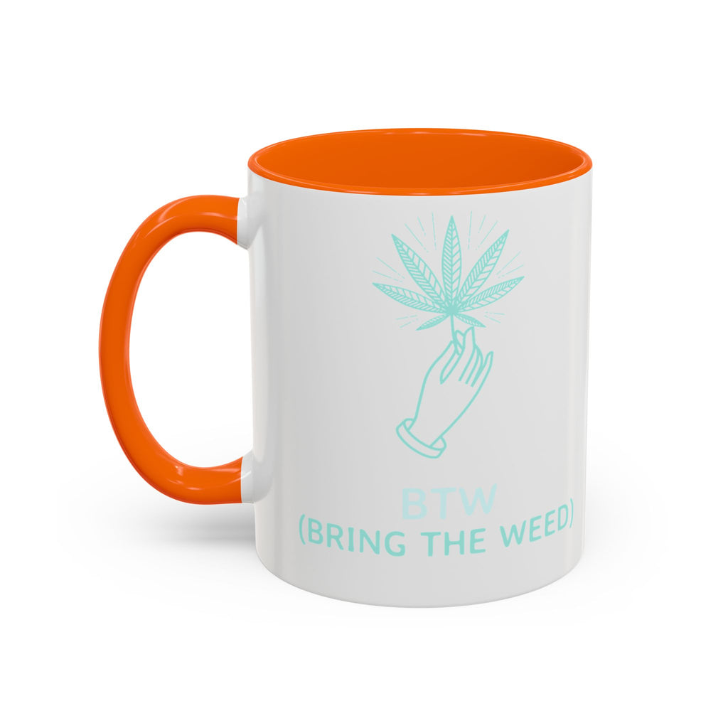 Cannabis Cookie Accent Coffee Mug – 11/15oz Hemp Leaf Design