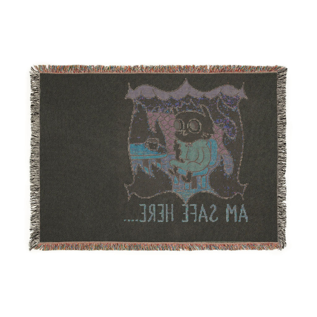 Woven Blanket — "Sit Safe Here" Cozy Cabin Throw Blanket